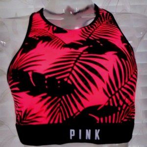 1178 MEDIUM Victoria's Secret PINK Crop Black Top Unlined Racerback Bra NWT